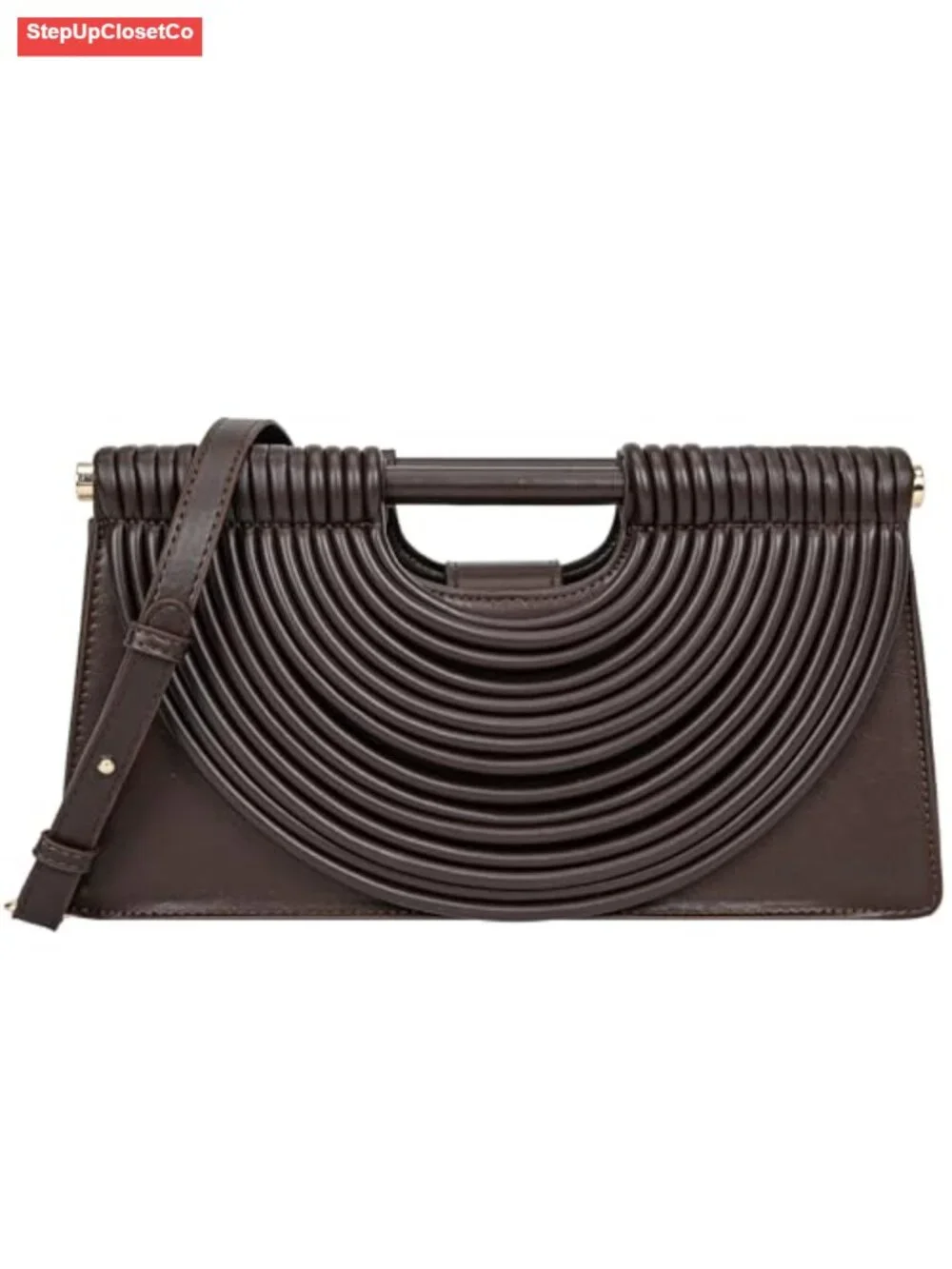 Designer Half Round Woven Evening Clutch Crossbody Satchel Bag
